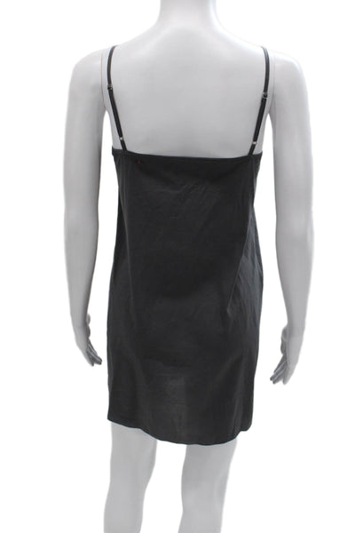 Fabiana Filippi Women Shift Linen Sleeveless Round Neck Gray Dress Size XS