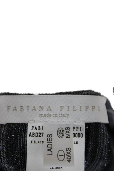 Fabiana Filippi Women Shift Linen Sleeveless Round Neck Gray Dress Size XS