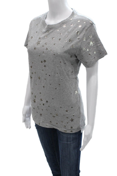 RED Valentino Women Basic Gray Geometric Cotton Crewneck Tee Size M