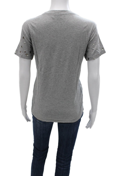 RED Valentino Women Basic Gray Geometric Cotton Crewneck Tee Size M