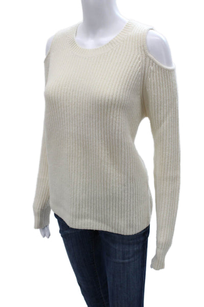 Zoe Jordan Womens Cashmere Pullover Sweater Ivory Roundneck Long Sleeve Size XS