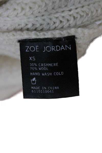 Zoe Jordan Womens Cashmere Pullover Sweater Ivory Roundneck Long Sleeve Size XS