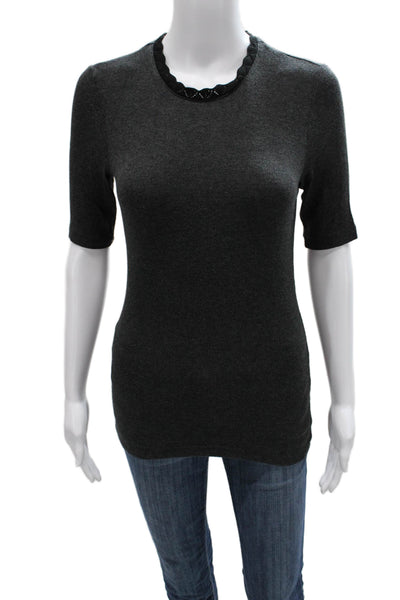 Goldie Womens Basic Modal Gray T-Shirt Round Neck 3/4 Sleeve Size S