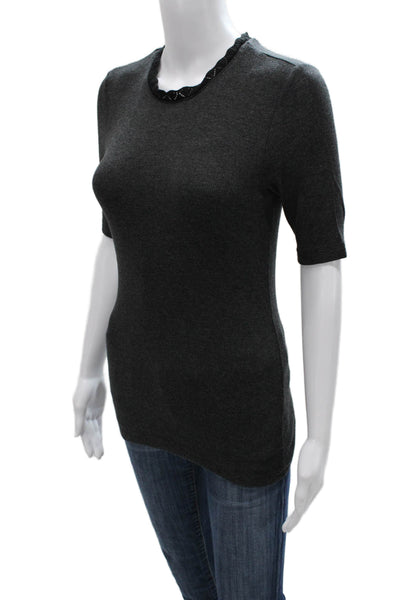 Goldie Womens Basic Modal Gray T-Shirt Round Neck 3/4 Sleeve Size S