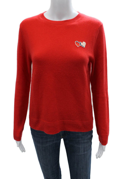 Chinti & Parker Womens Cashmere Pullover Sweater Red Crew Long Sleeve Size S
