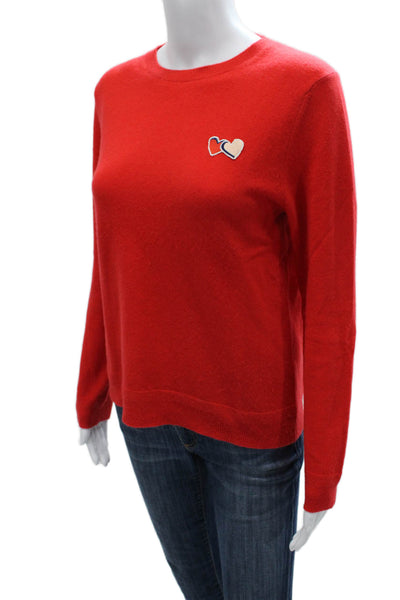 Chinti & Parker Womens Cashmere Pullover Sweater Red Crew Long Sleeve Size S
