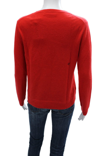 Chinti & Parker Womens Cashmere Pullover Sweater Red Crew Long Sleeve Size S