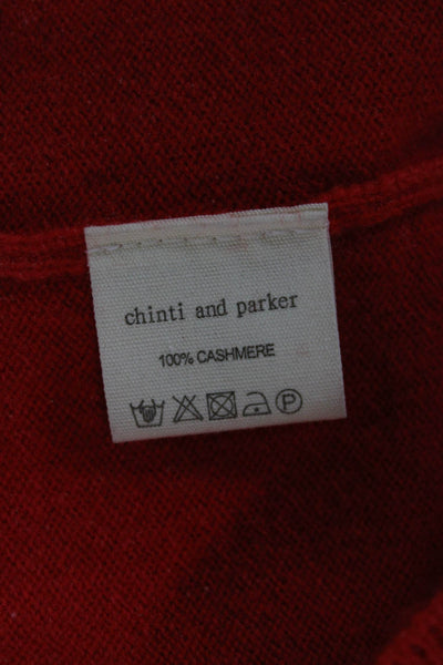 Chinti & Parker Womens Cashmere Pullover Sweater Red Crew Long Sleeve Size S