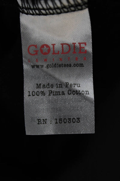 Goldie Women Basic Collared 3/4 Sleeve Black Pima Cotton Blouse Size S