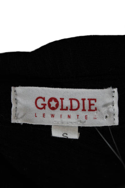 Goldie Women Basic Collared 3/4 Sleeve Black Pima Cotton Blouse Size S