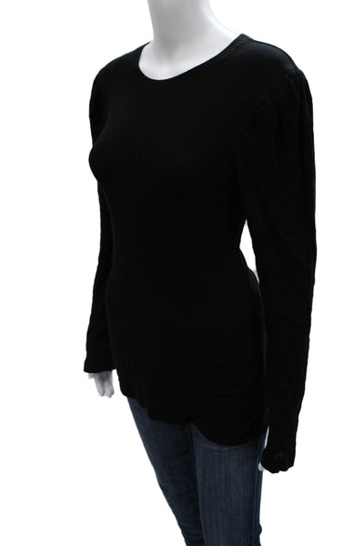 Goldie Women Tunic Black Modal Long Sleeve Round Neck Pullover Size L