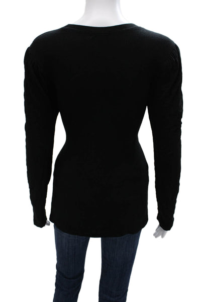 Goldie Women Tunic Black Modal Long Sleeve Round Neck Pullover Size L