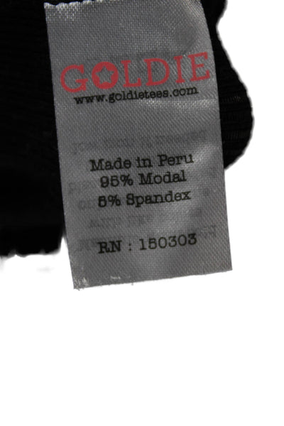 Goldie Women Tunic Black Modal Long Sleeve Round Neck Pullover Size L