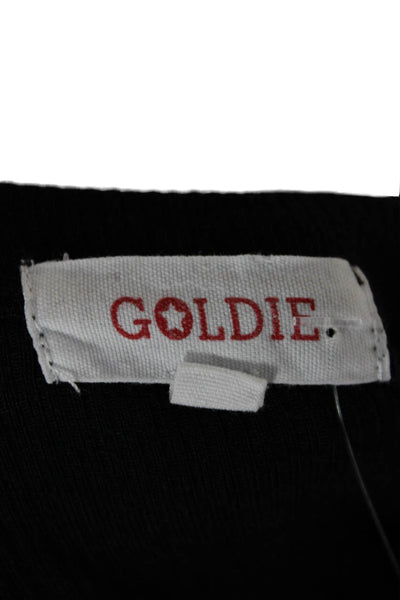 Goldie Women Tunic Black Modal Long Sleeve Round Neck Pullover Size L