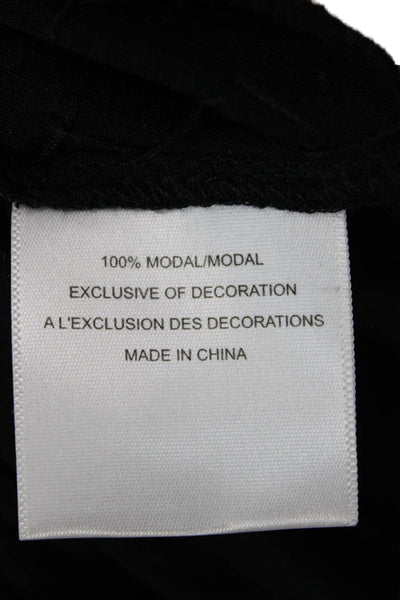 Tory Burch Women Black Modal V-Neck Basic T-Shirt Short Sleeve Size XS