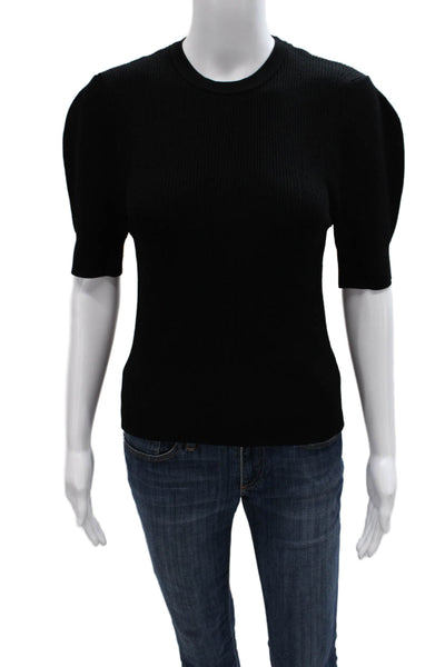 Autumn Cashmere Women Basic Black Crew Neck Short Sleeve T-Shirt Viscose Size M