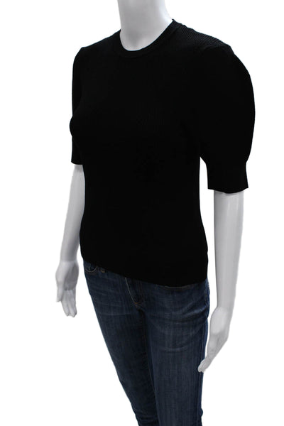 Autumn Cashmere Women Basic Black Crew Neck Short Sleeve T-Shirt Viscose Size M