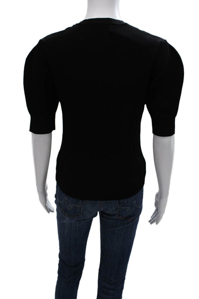Autumn Cashmere Women Basic Black Crew Neck Short Sleeve T-Shirt Viscose Size M
