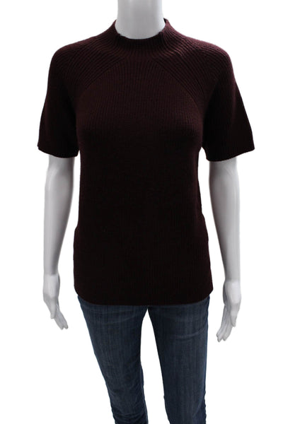 Pringle of Scotland Women Brown Merino Wool Mock Neck Pullover Sweater Size S