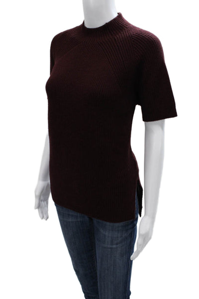 Pringle of Scotland Women Brown Merino Wool Mock Neck Pullover Sweater Size S