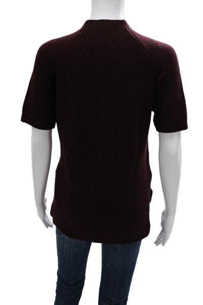 Pringle of Scotland Women Brown Merino Wool Mock Neck Pullover Sweater Size S