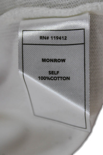 Monrow Womens White Pullover Sweatshirt Crew Neck Short Sleeve Cotton Size L