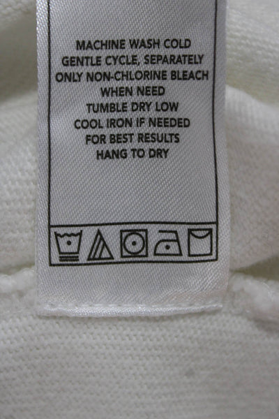 Monrow Womens White Pullover Sweatshirt Crew Neck Short Sleeve Cotton Size L