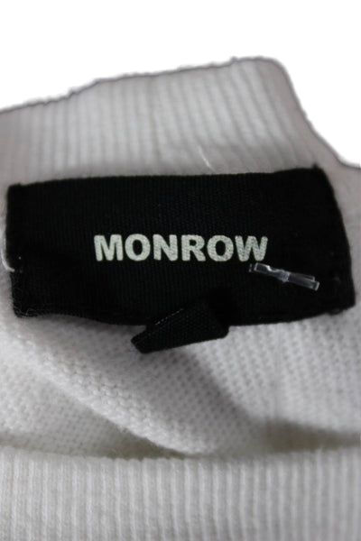 Monrow Womens White Pullover Sweatshirt Crew Neck Short Sleeve Cotton Size L