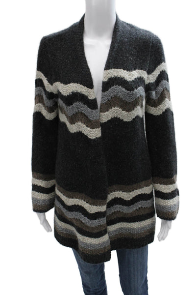 Autumn Cashmere Womens Multicolor Striped V-Neck Cardigan Long Sleeve Size S
