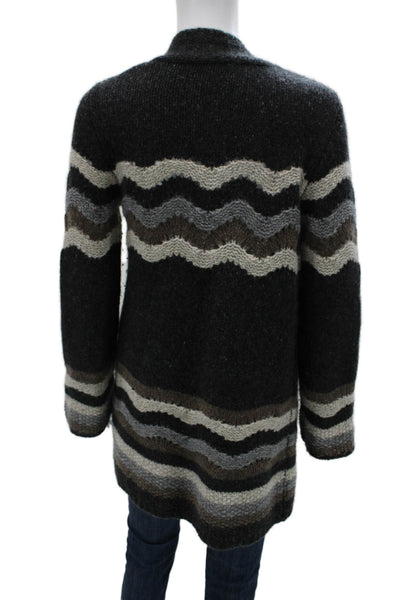Autumn Cashmere Womens Multicolor Striped V-Neck Cardigan Long Sleeve Size S
