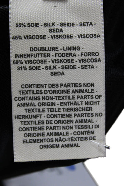 Hermes Women Shift Dress Black Silk Geometric Neck 3/4 Sleeve Short Size 38