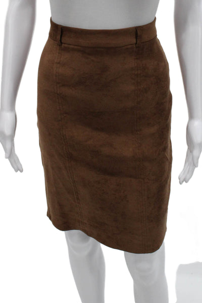 Rokoko Women Straight Pencil Skirt Brown Polyester Zip Knee Length Size M