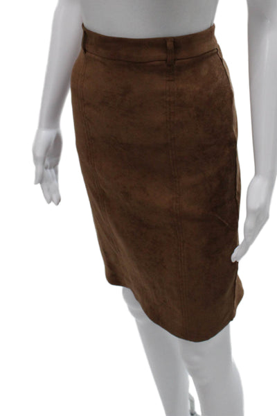 Rokoko Women Straight Pencil Skirt Brown Polyester Zip Knee Length Size M
