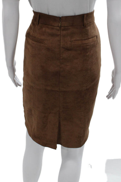 Rokoko Women Straight Pencil Skirt Brown Polyester Zip Knee Length Size M