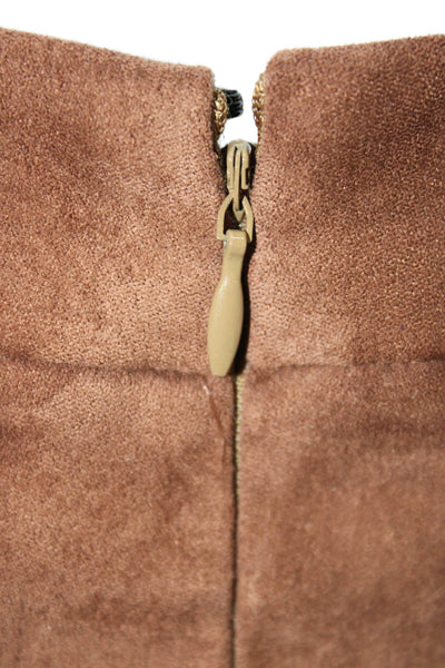 Rokoko Women Straight Pencil Skirt Brown Polyester Zip Knee Length Size M