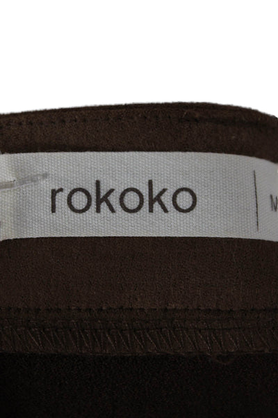 Rokoko Women Straight Pencil Skirt Brown Polyester Zip Knee Length Size M