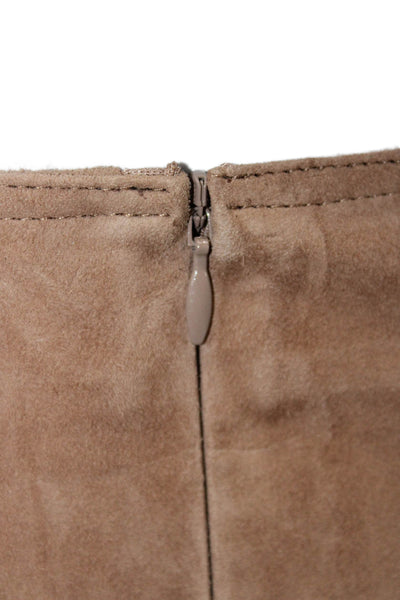 Arma Women A-Line Goat Leather Midi Skirt Brown Zip Size 40
