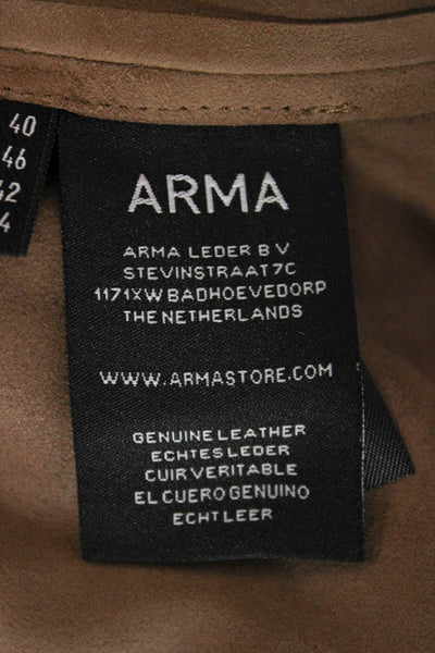 Arma Women A-Line Goat Leather Midi Skirt Brown Zip Size 40