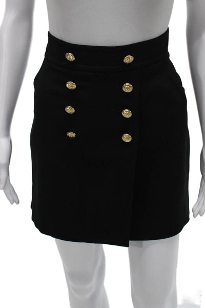 Gucci Women Wrap Silk Skirt Black Short Button Size 46