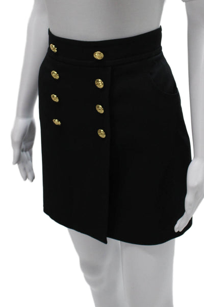 Gucci Women Wrap Silk Skirt Black Short Button Size 46