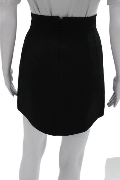 Gucci Women Wrap Silk Skirt Black Short Button Size 46