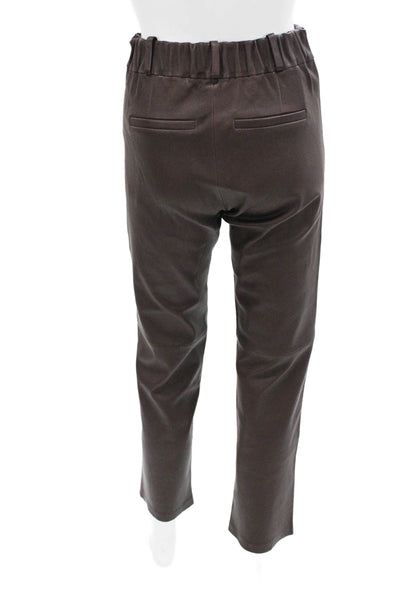 Arma Women Cropped Lamb Leather Pants Brown Zip Size 38
