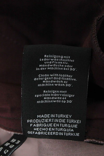 Arma Women Cropped Lamb Leather Pants Brown Zip Size 38