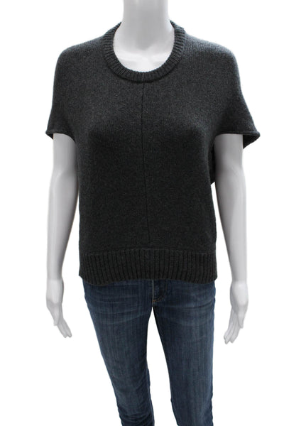 Altuzarra Womens Gray Merino Wool Crewneck Pullover Short Sleeve Size L