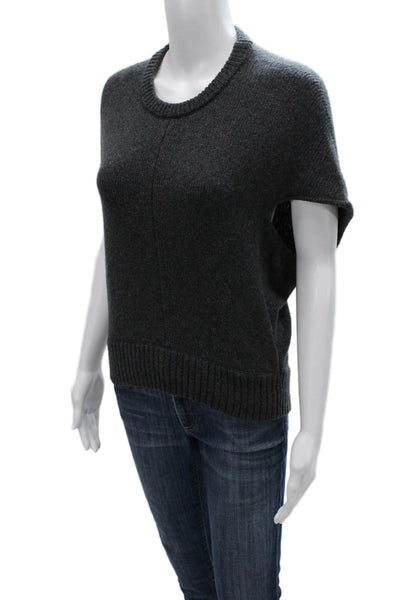 Altuzarra Womens Gray Merino Wool Crewneck Pullover Short Sleeve Size L