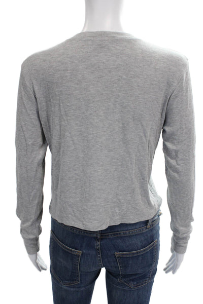 LNA Women Cropped T-Shirt Gray Long Sleeve Crew Neck Rayon Size S