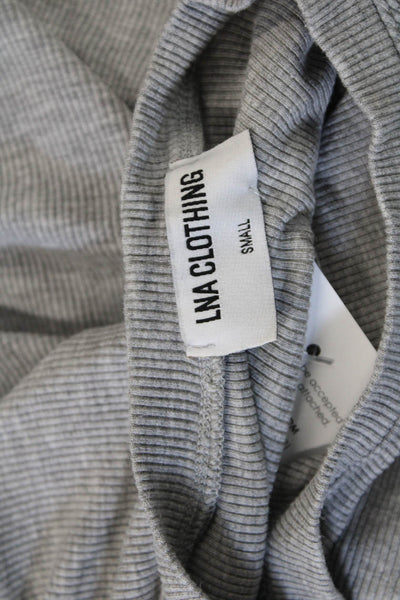 LNA Women Cropped T-Shirt Gray Long Sleeve Crew Neck Rayon Size S
