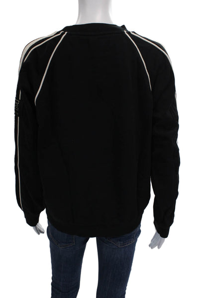 PE Nation Womens Black Cotton Crew Neck Pullover Sweatshirt Long Sleeve Size S