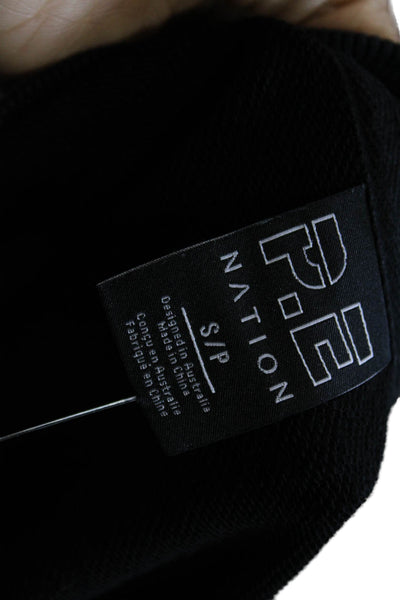 PE Nation Womens Black Cotton Crew Neck Pullover Sweatshirt Long Sleeve Size S