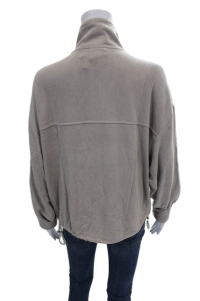 Varley Womens Pullover Viscose Mock Neck Zip Sweatshirt Beige Size L